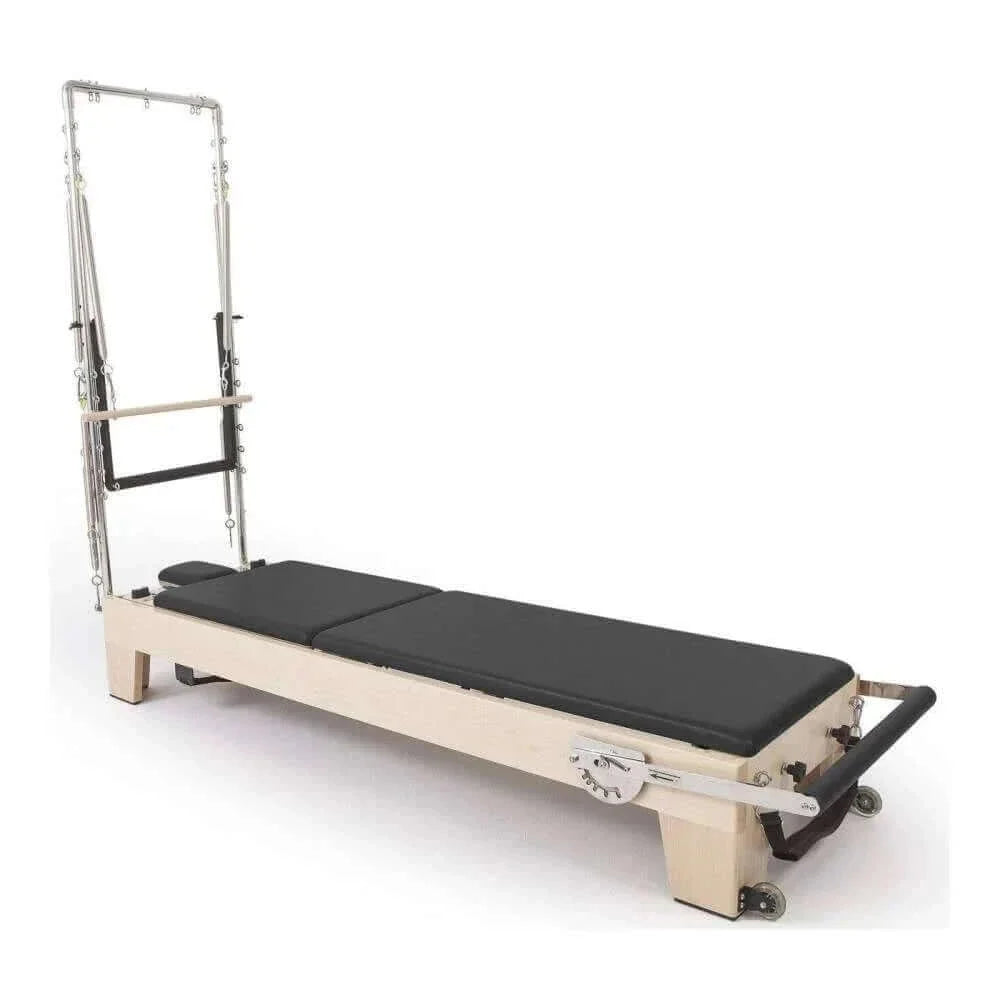 Elite-Pilates-Reformer aus Holz mit Turm und Zubehör