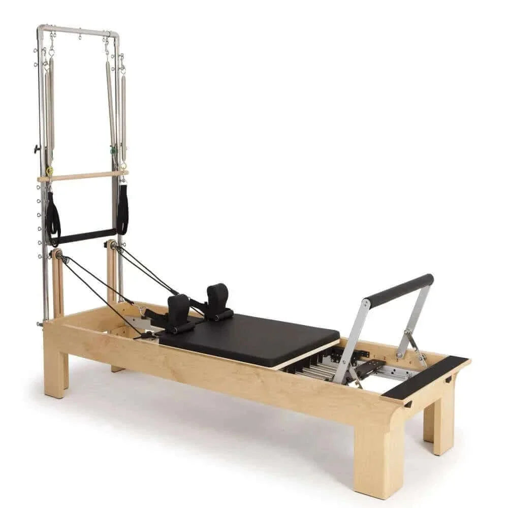 Hochwertiger Pilates-Reformer aus Holz mit Turm – vielseitig einsetzbar