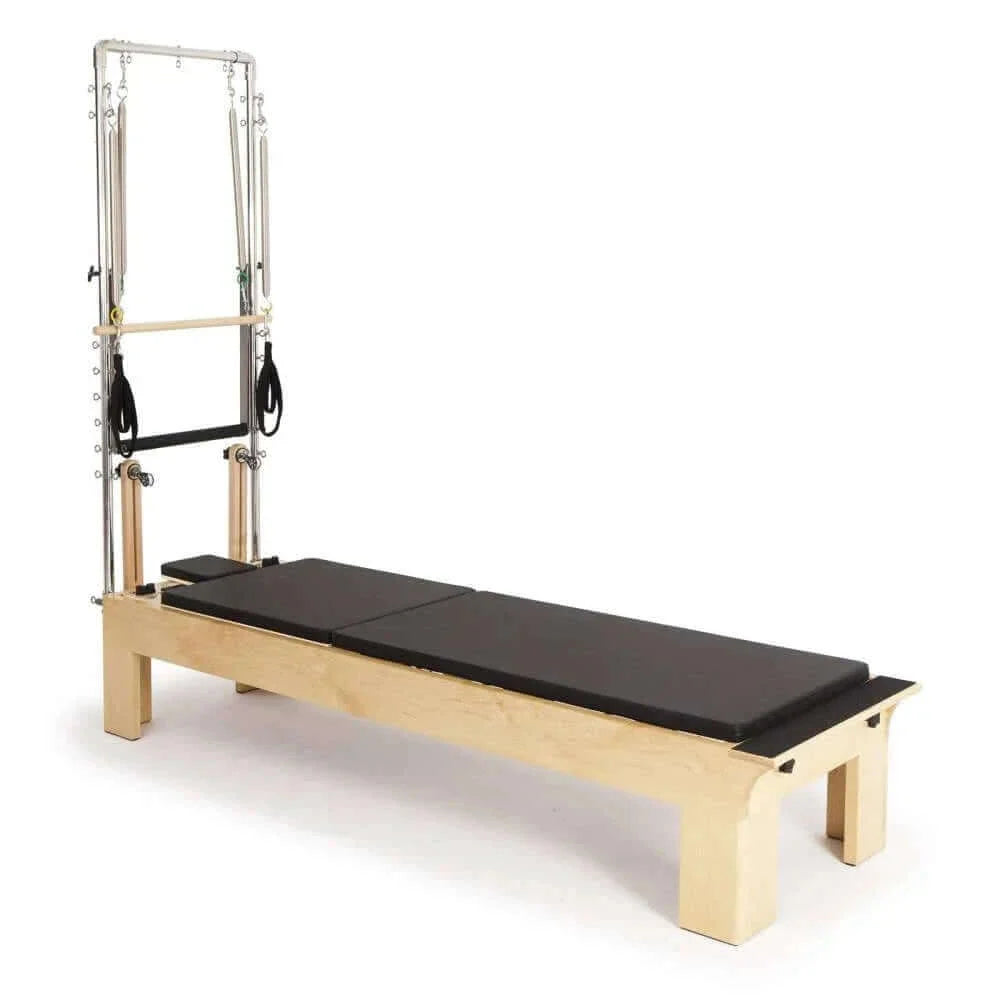 Hochwertiger Pilates-Reformer aus Holz mit Turm – vielseitig einsetzbar